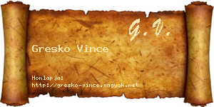 Gresko Vince névjegykártya